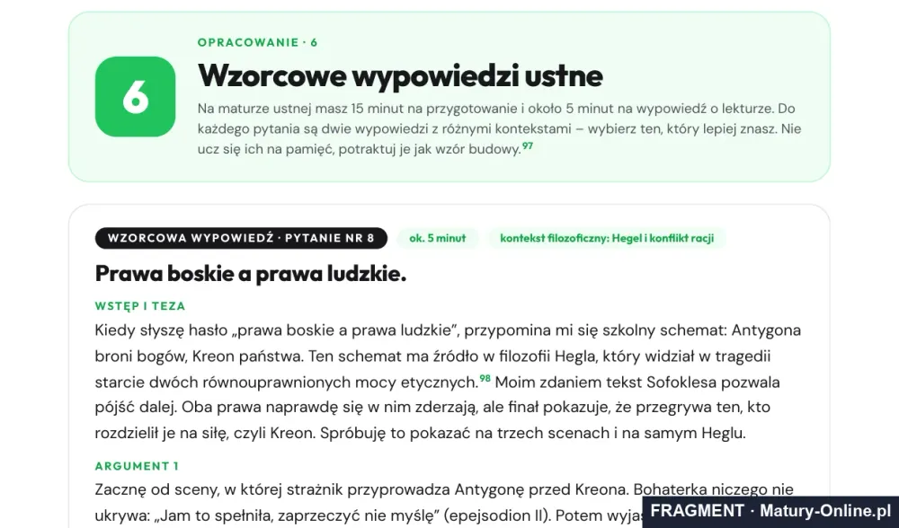 Fragment strony 19 opracowania Antygony: wzorcowa wypowiedź ustna