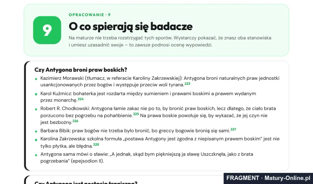 Fragment strony 33 opracowania Antygony: zestawienie stanowisk badaczy z przypisami