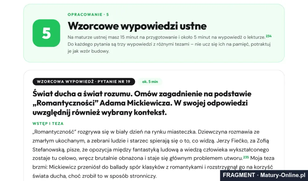 Fragment strony 22 opracowania „Romantyczność” i ballady: wzorcowe wypowiedzi ustne