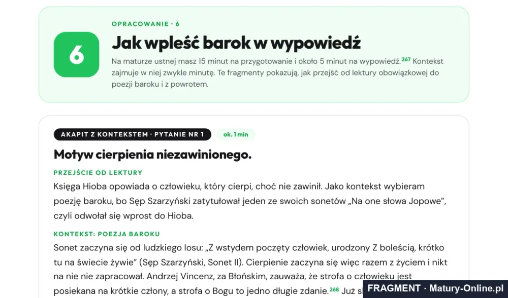 Fragment strony 24 opracowania Barok: wzorcowe wypowiedzi ustne