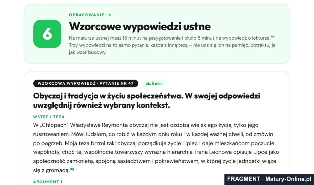 Fragment strony 25 opracowania „Chłopi”: wzorcowe wypowiedzi ustne