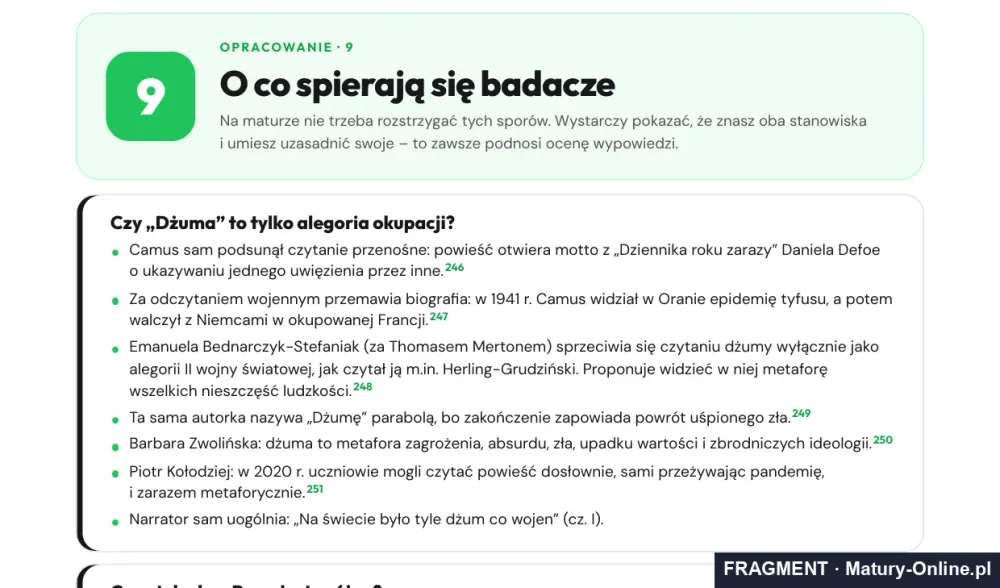 Fragment strony 37 opracowania „Dżuma”: o co spierają się badacze
