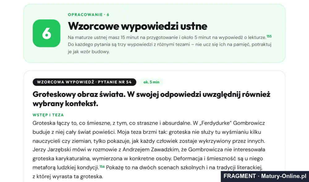 Fragment strony 27 opracowania „Ferdydurke”: wzorcowe wypowiedzi ustne