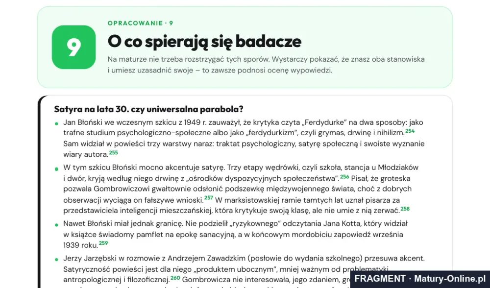 Fragment strony 43 opracowania „Ferdydurke”: o co spierają się badacze