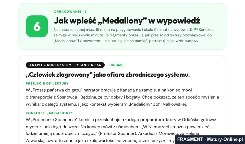 Fragment strony 23 opracowania „Medaliony”: wzorcowe wypowiedzi ustne