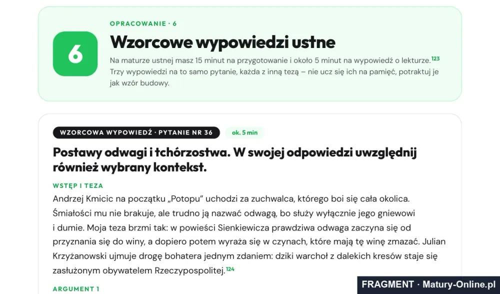 Fragment strony 26 opracowania „Potop”: wzorcowe wypowiedzi ustne