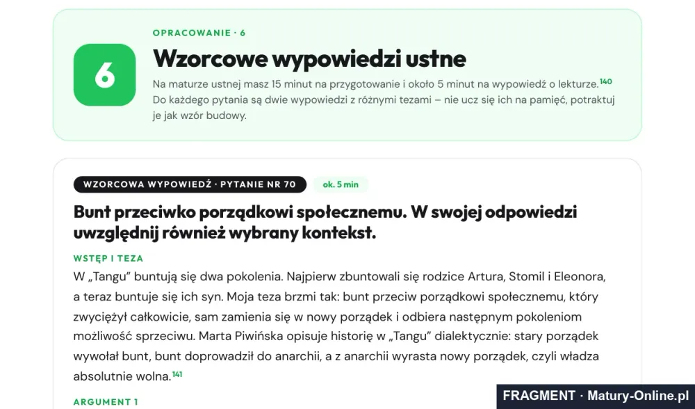Fragment strony 26 opracowania „Tango”: wzorcowe wypowiedzi ustne