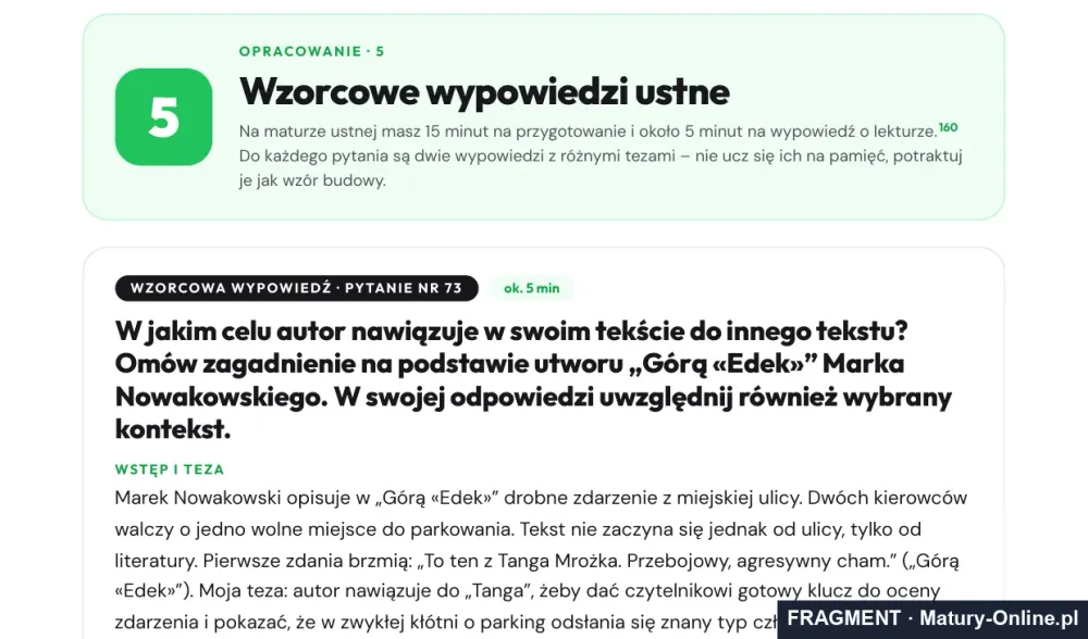 Fragment strony 19 opracowania Współczesność: wzorcowe wypowiedzi ustne