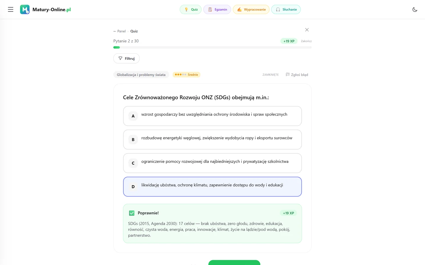 Quiz w Matury Online: pytanie z tematu „Globalna gospodarka”