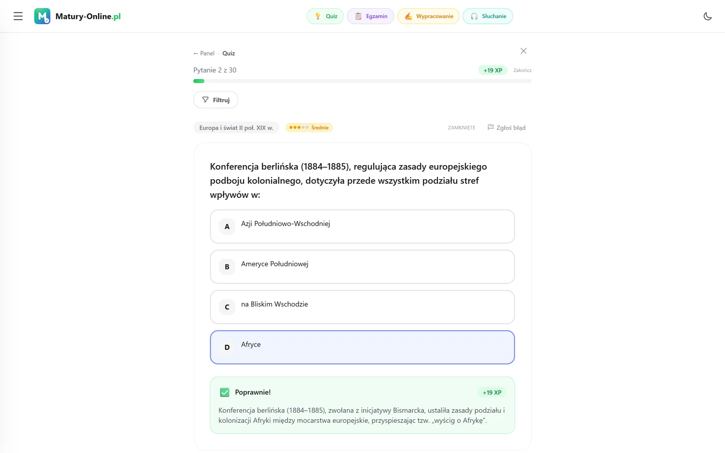 Quiz w Matury Online: pytanie z tematu „Europa i świat w 2. poł. XIX w.”